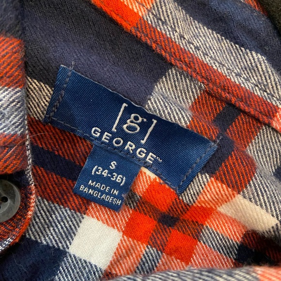 George Super Soft Red Blue Plaid Flannel Button Down Shirt Pockets Size S - Picture 11 of 12
